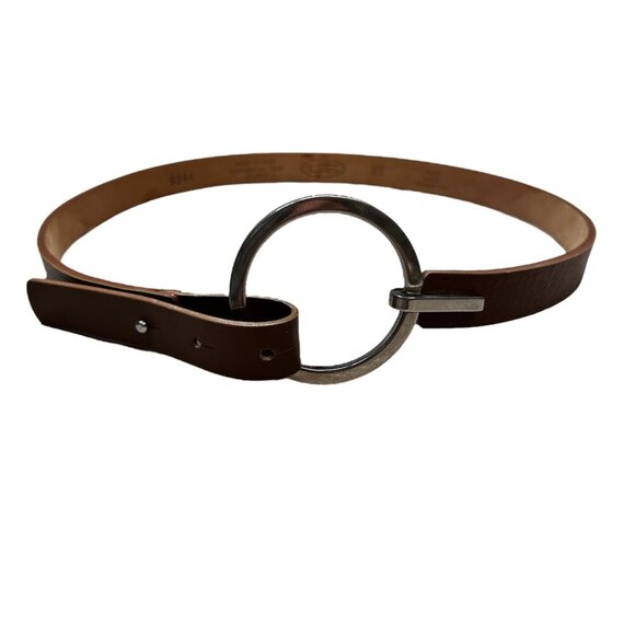 Leather Waist Belt Silver Ring Boho Avant Gard Women - Picture 1 of 2